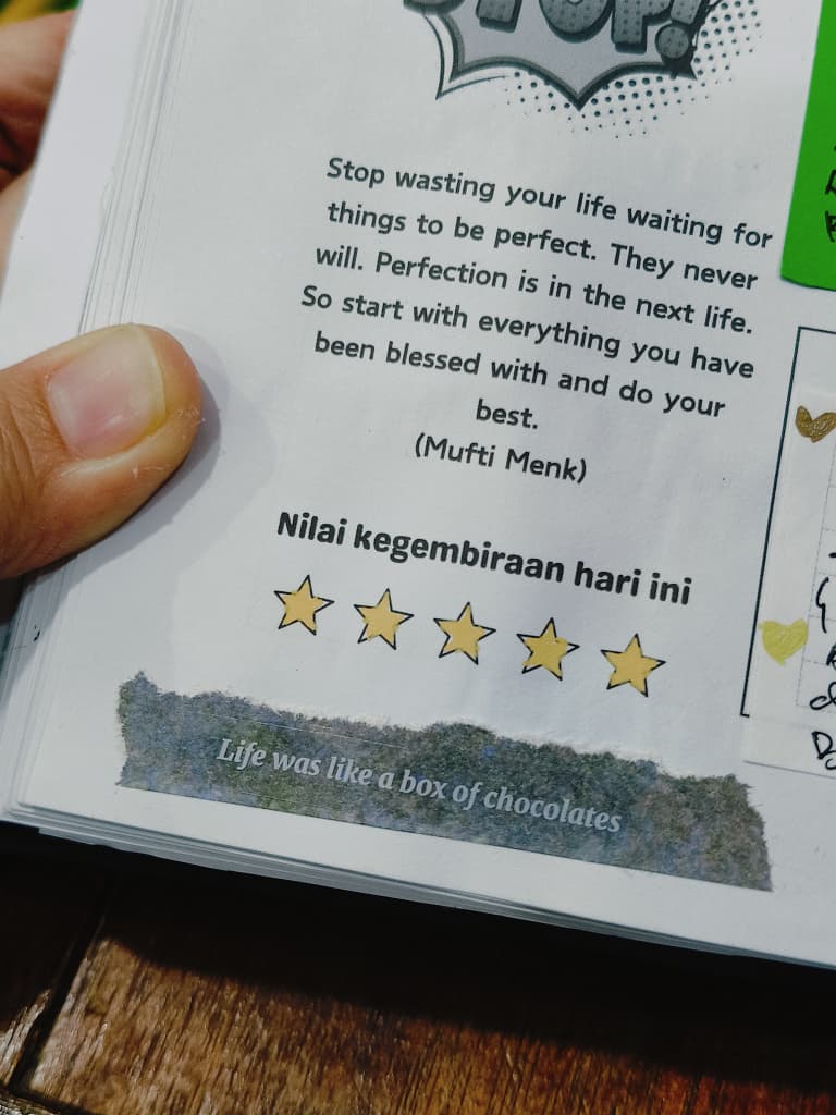 Contoh nilai kegembiraan dan kata motivasi dalam jurnal